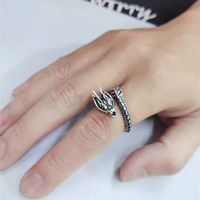 Retro Domineering Dragon Opening New Zodiac Index Finger Copper Ring main image 3