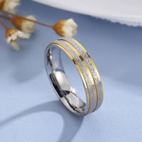 Simple Contrast Color Stainless Steel Frosted Ring Jewelry main image 5