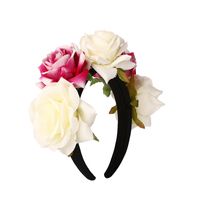 Fashion Simulation Fabric Big Rose Flower Wide Brim Headband sku image 4