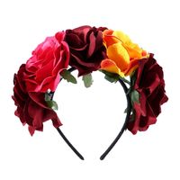 Fashion Geometric Fabric Big Rose Flower Christmas Halloween Wide Headband sku image 1