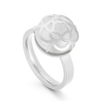 Simple Stainless Steel Jewelry Stone Creative Titanium Steel Flower-shaped Ring sku image 1