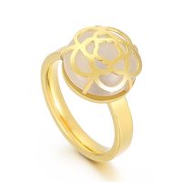 Simple Stainless Steel Jewelry Stone Creative Titanium Steel Flower-shaped Ring sku image 5