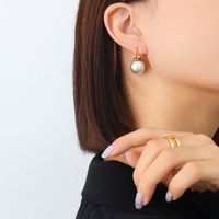 Simple Geometric Pearl Titanium Steel Ear Jewelry sku image 2