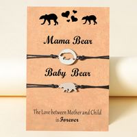 Creative Stainless Steel Hollow Black Label Baby Bear Parent-child Card Hand-woven Bracelet main image 3