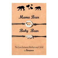 Creative Stainless Steel Hollow Black Label Baby Bear Parent-child Card Hand-woven Bracelet main image 5