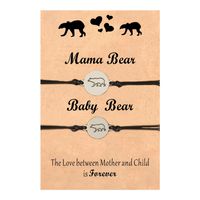 Creative Stainless Steel Hollow Black Label Baby Bear Parent-child Card Hand-woven Bracelet main image 6