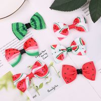 New Fruit Print Bow Hairpin Baby Watermelon Bangs Clip Children's Hair Accessories main image 2