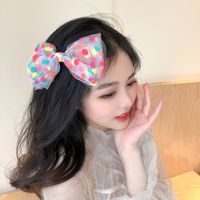 Wholesale Large Bow Hairpin Retro Chiffon Mesh Hairpin Polka Dot Hair Accessories main image 4