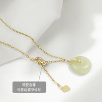 New Female Light Luxury Niche Hetian Jade Jewelry Long Life Lock Necklace Wholesale main image 3