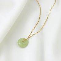 New Female Light Luxury Niche Hetian Jade Jewelry Long Life Lock Necklace Wholesale main image 4