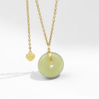 New Female Light Luxury Niche Hetian Jade Jewelry Long Life Lock Necklace Wholesale main image 5