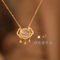 New 925 Silver Clavicle Chain Auspicious Clouds And Peace Ful Lock Necklace Female main image 3
