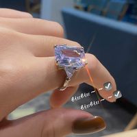 Fashionable Geometric Blue Diamond Triangle Inlaid Zircon Ring main image 3