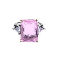 Fashion Four-claw Geometric Inlaid Zircon Natural Pink Crystal Ring main image 2
