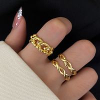 Cross-wound Simple Golden Texture Fine Twisted Fashion Ring main image 1