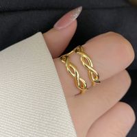 Cross-wound Simple Golden Texture Fine Twisted Fashion Ring main image 5