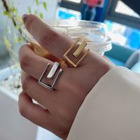 Simple Letter E Shape Fashion Design Punk Geometric Ring main image 4