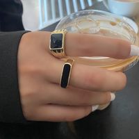 Mode Einfache Geometrische Epoxid Feine Goldene Textur Trend Ige Emaille Ring main image 5