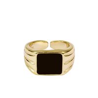 Fashion Simple Geometric Epoxy Fine Golden Texture Trendy Enamel Ring main image 6