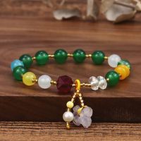 Retro Green Agate Fashion Bracelet Geometric Irregular Purple Jade Pendant Bracelet main image 2