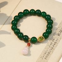 Mode Grüner Achat Chalcedon Mode Einfaches Armband Kristall Weiße Jade Anhänger Armband main image 3