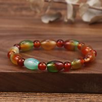 Natural Olive Beads Agate Gradient Chalcedony Hand-woven Couple Bracelet main image 1