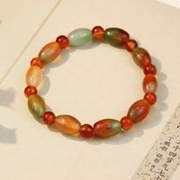 Natural Olive Beads Agate Gradient Chalcedony Hand-woven Couple Bracelet main image 3