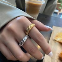 French Croissant Geometric Design Opening Adjustable Index Finger Ring main image 1