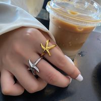 Fashion Starfish Geometric Solid Color Niche Index Finger Seaside Simple Ring main image 3