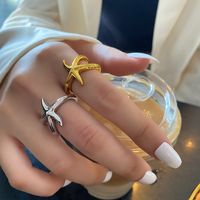 Fashion Starfish Geometric Solid Color Niche Index Finger Seaside Simple Ring main image 4