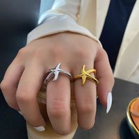 Fashion Starfish Geometric Solid Color Niche Index Finger Seaside Simple Ring main image 5