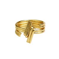 Hip Hop Kreativer Unregelmäßiger Konkav-konvexer Gold-design-geometrischer Offener Ring main image 6