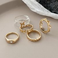 Creative Simple Geometric Jewelry Ring Resin Butterfly Chain Ring 5-piece Set main image 4