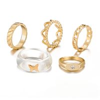 Creative Simple Geometric Jewelry Ring Resin Butterfly Chain Ring 5-piece Set main image 6