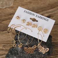 Creative Combination Simple Jewelry Elephant Heart Snake Butterfly Earring Set main image 5