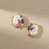 Retro Butterfly Natural Stone Fashion Earrings main image 4