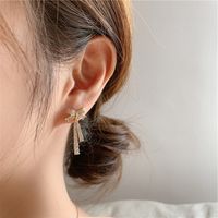 Trendy Fashion Wild Bow Earrings Tassel Design Copper Earrings main image 1