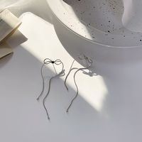 Korean Bow Long Tassel Earrings Female Unique Trendy Earrings main image 4