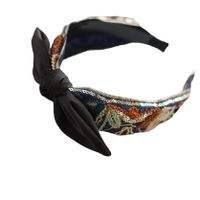Retro Ethnic Embroidery Fabric Bow Wide Side Headband main image 6