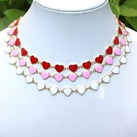European And American Simple Color Peach Heart Dripping Enamel Necklace Clavicle Chain Female main image 1