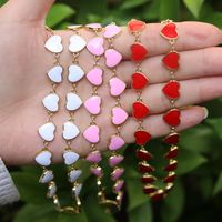 European And American Simple Color Peach Heart Dripping Enamel Necklace Clavicle Chain Female main image 3