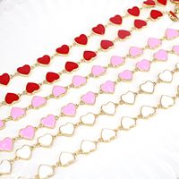 European And American Simple Color Peach Heart Dripping Enamel Necklace Clavicle Chain Female main image 4