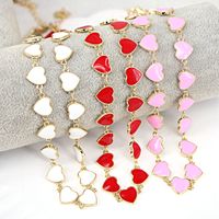 European And American Simple Color Peach Heart Dripping Enamel Necklace Clavicle Chain Female main image 5
