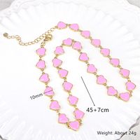 European And American Simple Color Peach Heart Dripping Enamel Necklace Clavicle Chain Female main image 6