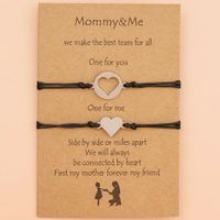 New Mother's Day Bracelet Stainless Steel Hollow Heart Shaped Wax Wire Braided Card Bracelet main image 3