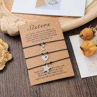 Thanksgiving Day Card Bracelet Personality Stainless Steel Stars And Moon Heart Braided Bracelet main image 3