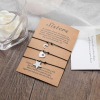 Thanksgiving Day Card Bracelet Personality Stainless Steel Stars And Moon Heart Braided Bracelet main image 5