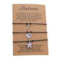 Thanksgiving Day Card Bracelet Personality Stainless Steel Stars And Moon Heart Braided Bracelet main image 6