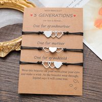 New Three-generation Card Bracelet Fashion Heart Stainless Steel Braided 3-piece Set main image 1