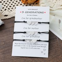 New Three-generation Card Bracelet Fashion Heart Stainless Steel Braided 3-piece Set main image 3